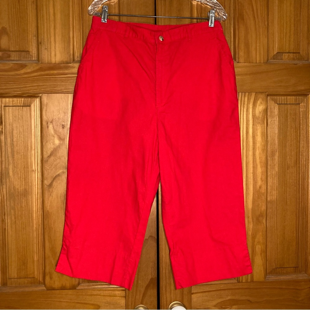 NWOT Basic Editions Vintage 90s Capri High Rise Red Women's Size 14